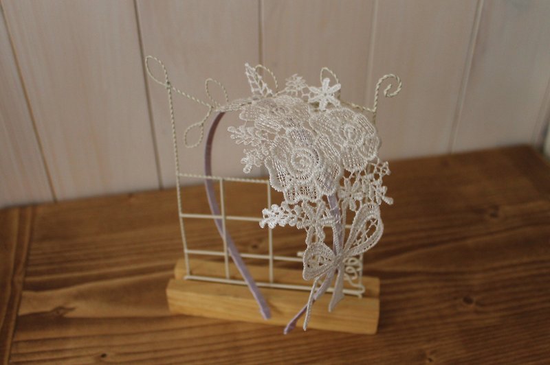 oleta hand made jewelry - little bouquets Motif lace headband * * Department of Forestry soft line - เครื่องประดับผม - วัสดุอื่นๆ ขาว