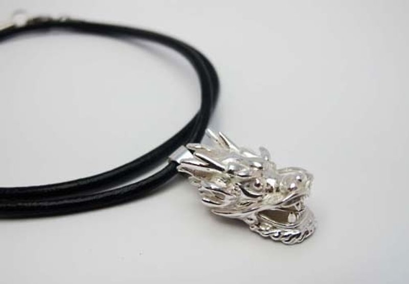 s925 Sterling Silver Necklace-Big Dragon - Necklaces - Sterling Silver Silver
