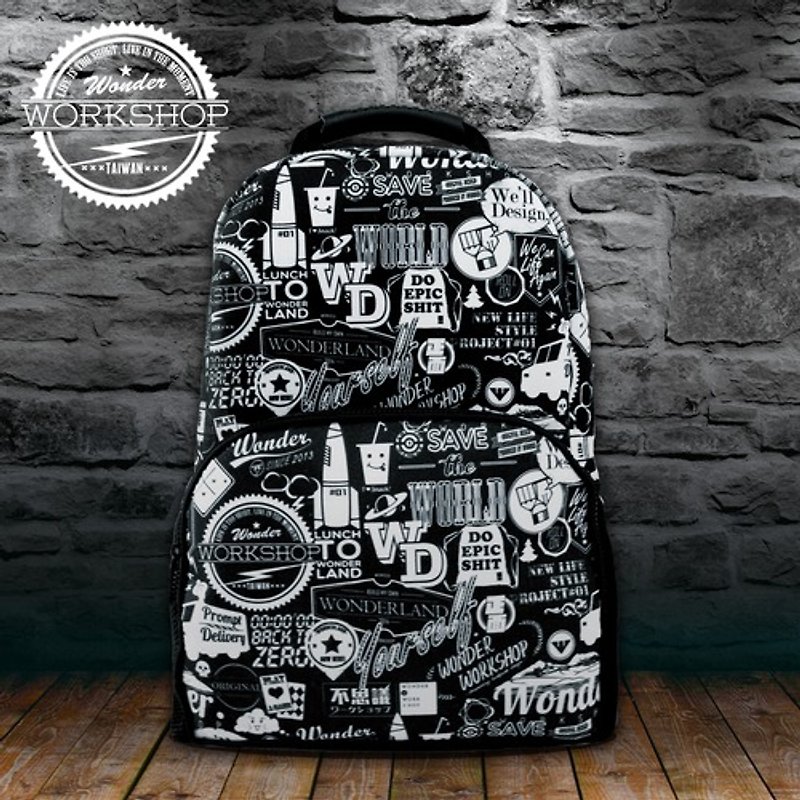 วัสดุอื่นๆ กระเป๋าเป้สะพายหลัง สีดำ - Brand logo pattern blankets Backpack
