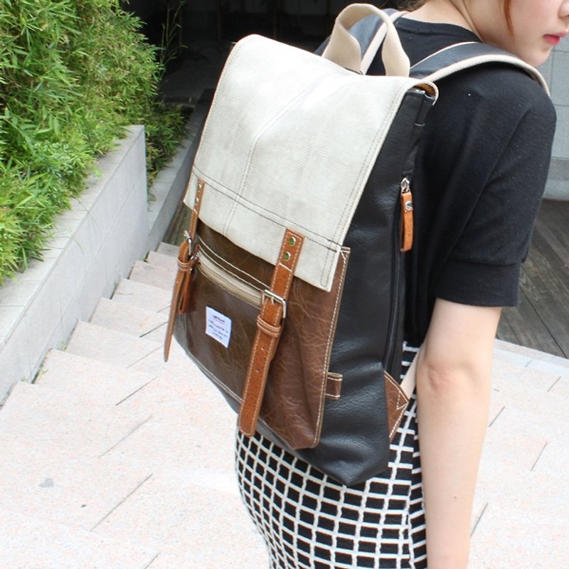 AMINAH-Black schoolbag type backpack [am-0254] - Backpacks - Faux Leather Black