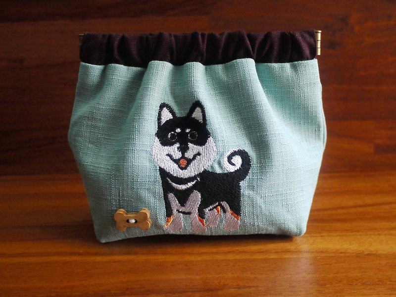 Shiba Inu Embroidery Shrapnel Gold Storage Bag Wallet Embroidered Chinese name Please note - Coin Purses - Thread Multicolor