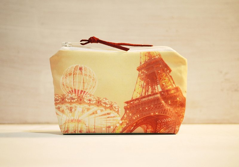 [Travel well] Coin purse◆◇◆Tower and merry-go-round◆◇◆ - Coin Purses - Other Materials Orange