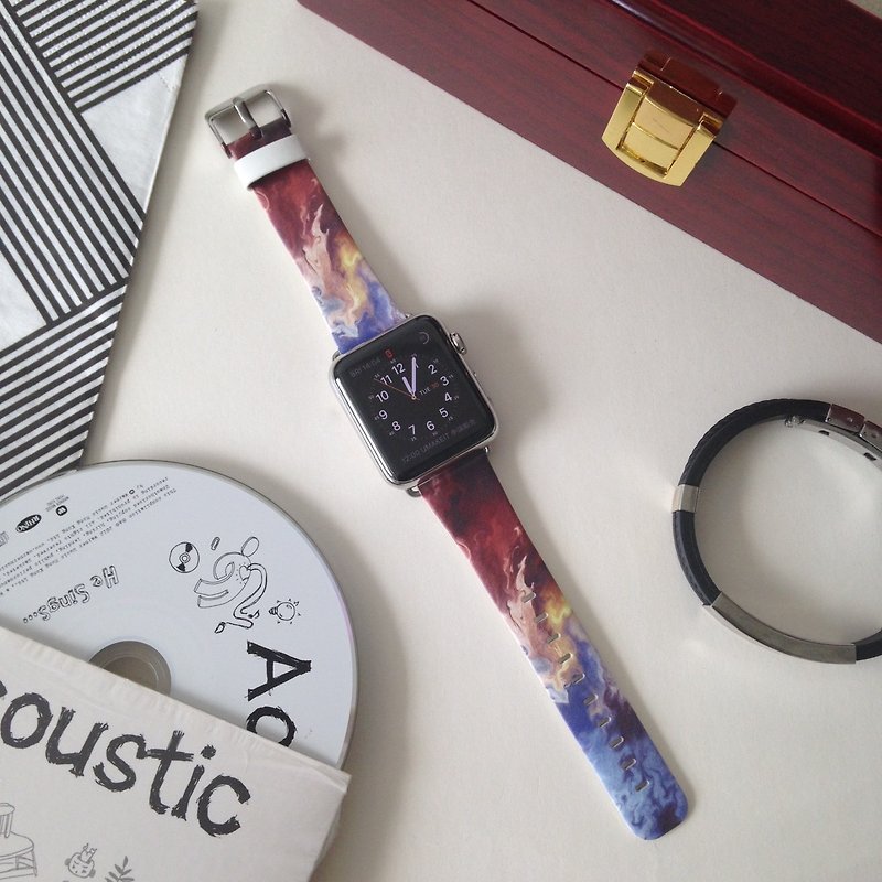 Abstract Oil Painting Printed on Leather watch band for Apple Watch Series1-5 - อื่นๆ - หนังแท้ 