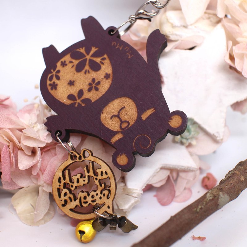 MuMu Sweety ✿ Sleeping Bear flower / keychain - ที่ห้อยกุญแจ - ไม้ สีม่วง