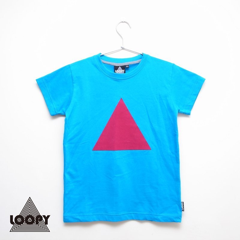真央三角形/ノーマルTシャツ（電源はハグしながら！） - Tシャツ - コットン・麻 ブルー