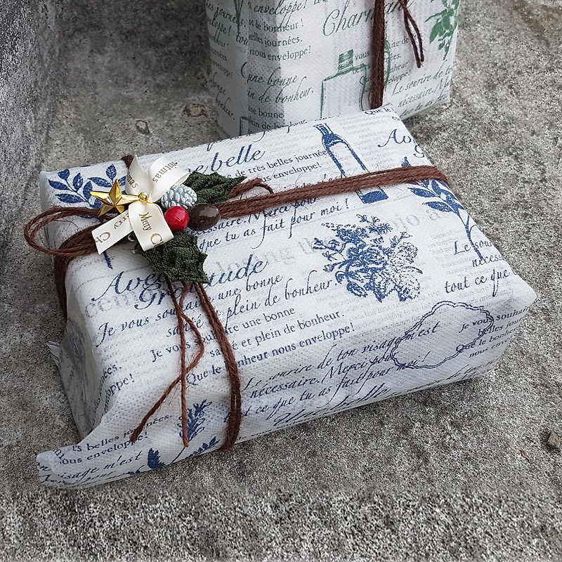 Gift-wrapped Christmas - วัสดุห่อของขวัญ - ผ้าฝ้าย/ผ้าลินิน ขาว