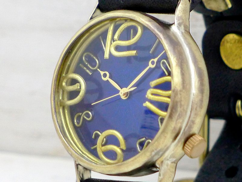 JSB2 HandCraftWatch JUMBOBrass 36mm color dial BL floating index (JUM38B BL / BK) - Women's Watches - Copper & Brass Blue