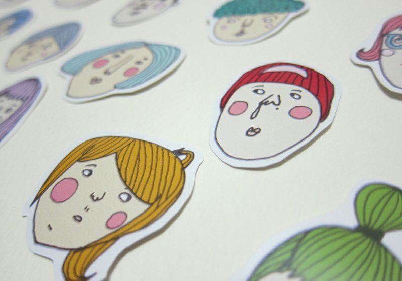 好朋友的臉部特寫 /Magai's sticker - Stickers - Paper Multicolor