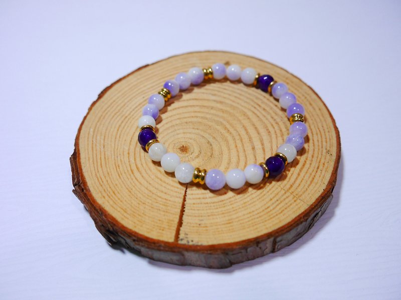S & amp; A- Lavender purple beaded bracelet Chalcedony - สร้อยข้อมือ - วัสดุอื่นๆ สีม่วง