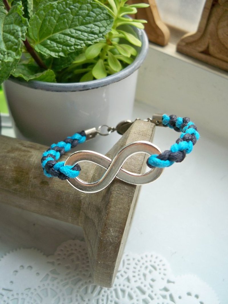 Infinity woven bracelet - turquoise + dark blue -1 bar (optional color)