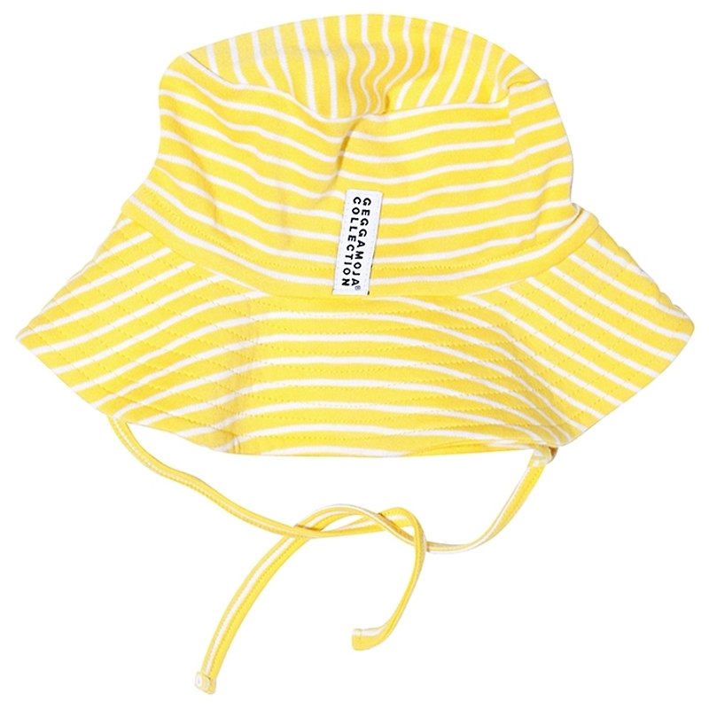 【Swedish children's clothing】 Children's organic cotton sun hat 4M to 6 years old with a yellow / white - หมวกเด็ก - ผ้าฝ้าย/ผ้าลินิน สีเหลือง