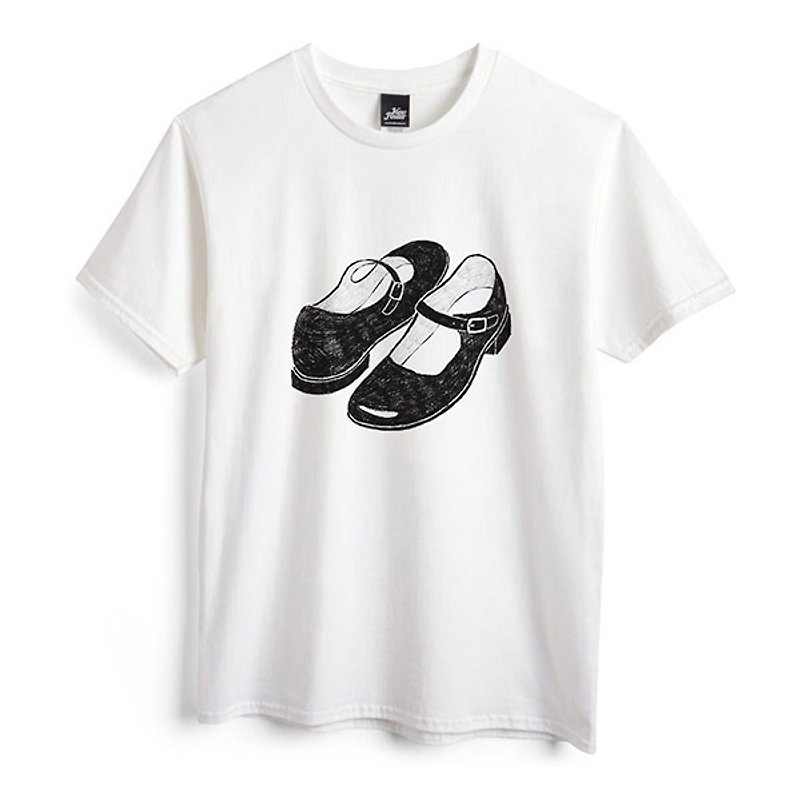 Mary Jane Shoes-White-Unisex T-shirt - เสื้อยืดผู้ชาย - ผ้าฝ้าย/ผ้าลินิน ขาว