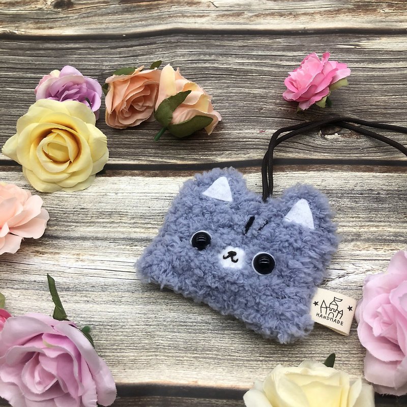 Gray Cat-Knitted Woolen Yarn Card Holder Card Holder Ticket Holder Square Card Holder - ID & Badge Holders - Other Materials Gray
