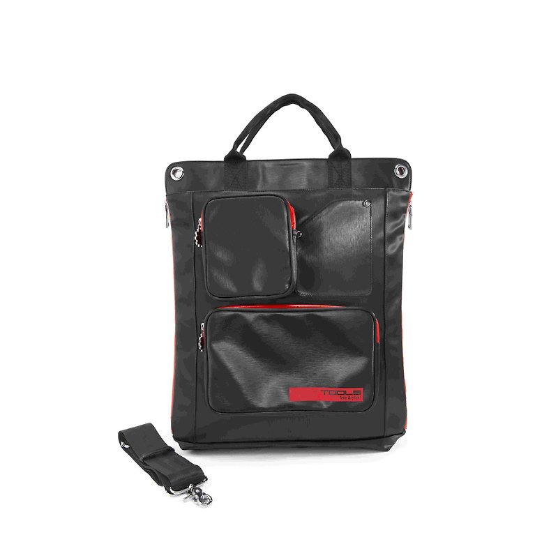 Tools Tottur bag:: water repellent:: hairline:: large capacity #black red - Messenger Bags & Sling Bags - Waterproof Material Black