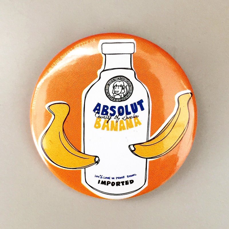 Badge Banana Vodka | MonkeyCookie - เข็มกลัด/พิน - พลาสติก สีส้ม