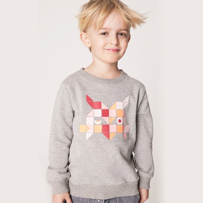 [Nordic children's clothing] Swedish children's high-pound organic cotton top 2 to 10 years old orange - เสื้อยืด - ผ้าฝ้าย/ผ้าลินิน สีเทา
