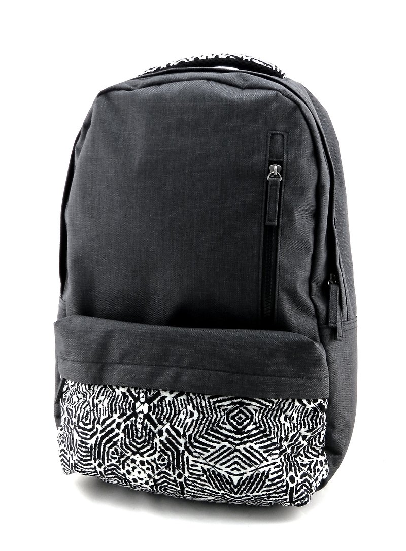 texture of life backpack (cotton between the front pockets) --- gray and black - กระเป๋าเป้สะพายหลัง - วัสดุอื่นๆ สีเทา