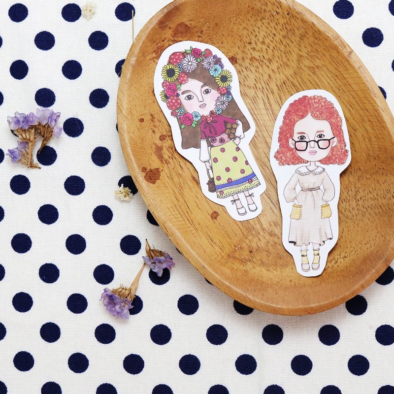 sticker set-little vintage girls (2 into) - สติกเกอร์ - กระดาษ 