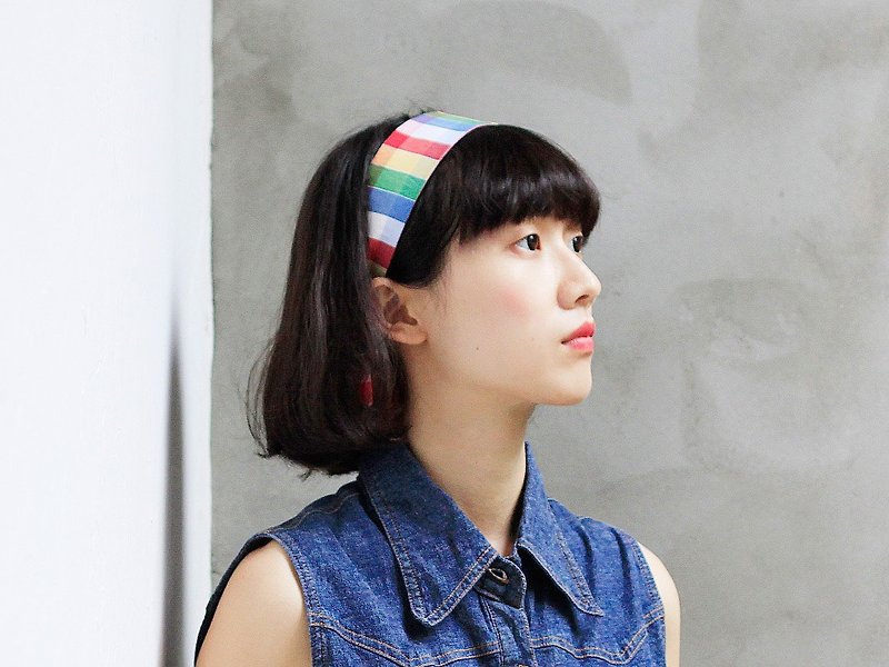 【The MAMA's Closet】Checked Series (川) / Classic Headband - Hair Accessories - Other Materials Multicolor
