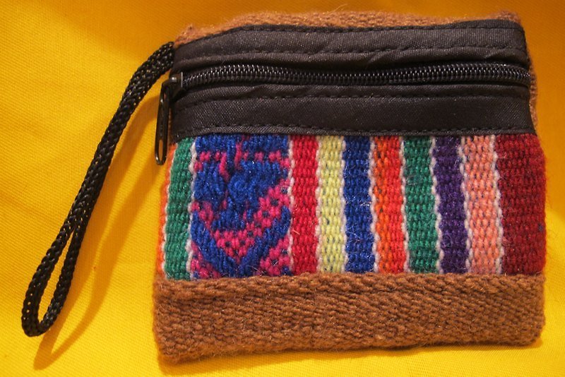 Peruvian vicuna wool weave small fabric bag - blue - Other - Other Materials Multicolor
