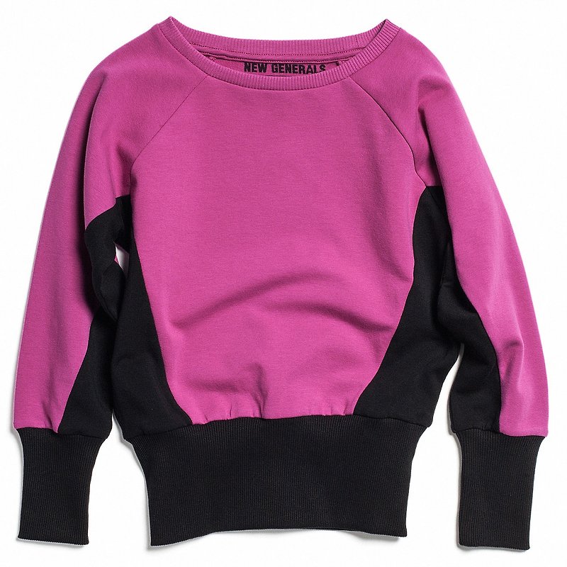 [Nordic children's clothing] Danish organic cotton lining cotton top 6 to 10 years old pink/black - เสื้อยืด - ผ้าฝ้าย/ผ้าลินิน สีแดง