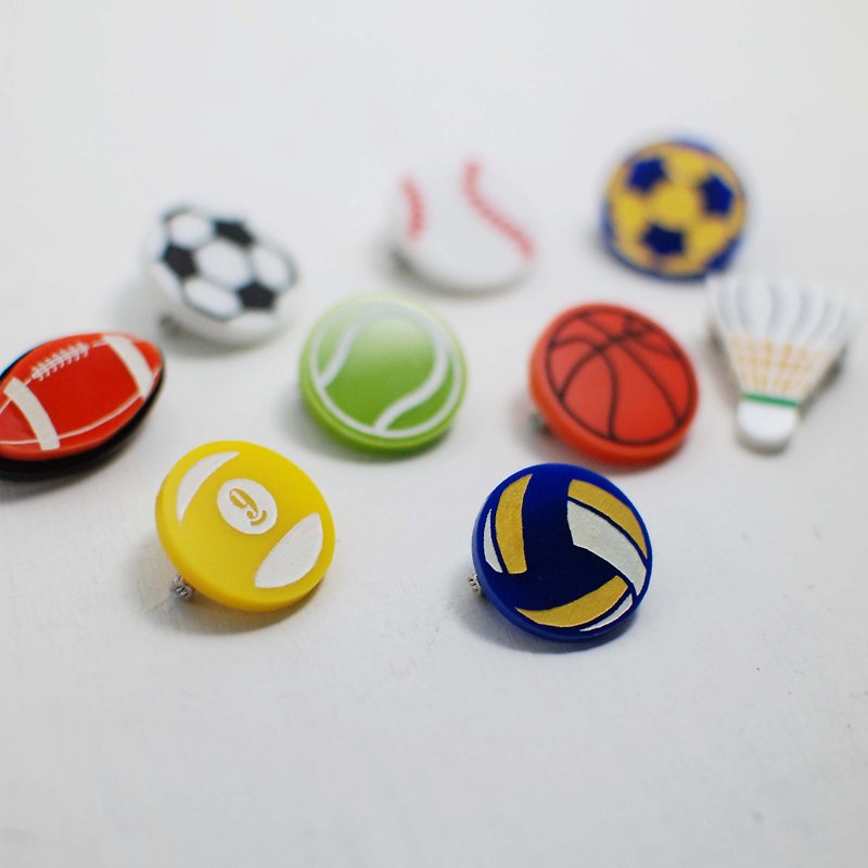 Sports pin/volleyball/basketball/baseball/football/graduation gift first choice - Brooches - Acrylic Multicolor