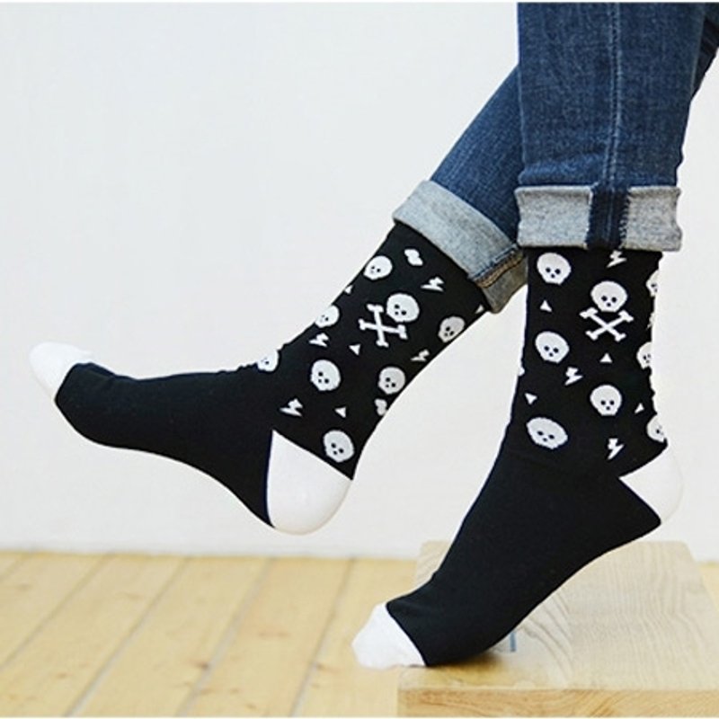 Jamstudio-openroom witty socks -skull, JSD76151 - ถุงเท้า - วัสดุอื่นๆ สีดำ