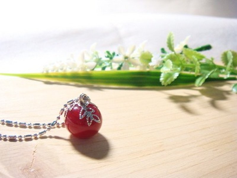 手作りガラスグレープフルーツ林 - リトルアップルシリーズ - 赤いチ - ガラスのネックレス - ネックレス - ガラス レッド