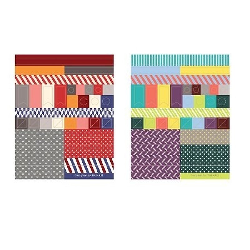 Dessin x Thehaki-Thehaki retro decorative stickers groups (2 into) -Pattern, THK25539 - Stickers - Paper Multicolor