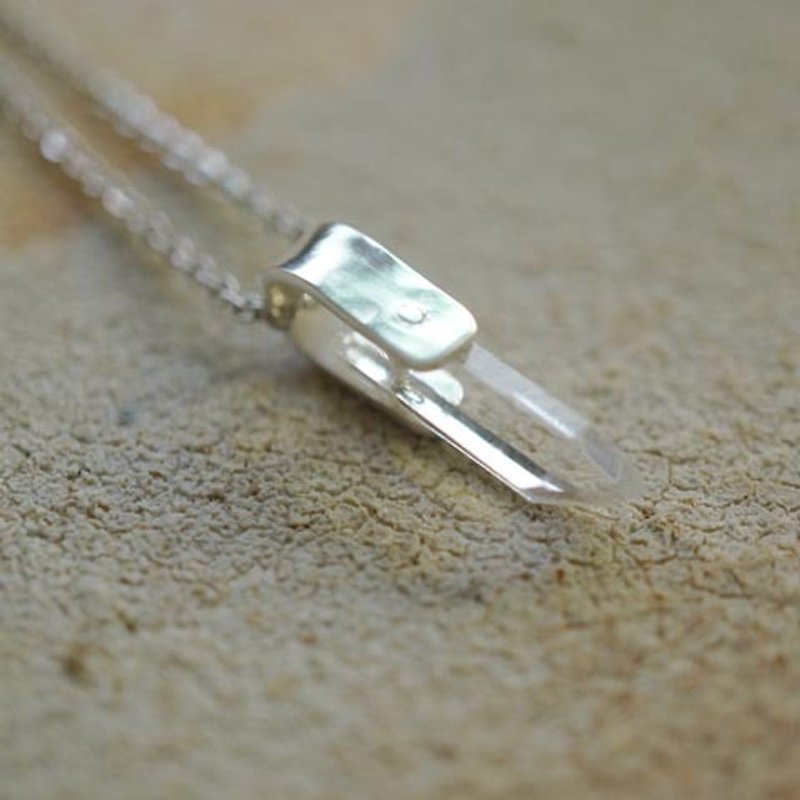 White crystal column natural gemstone silver necklace - Necklaces - Gemstone White