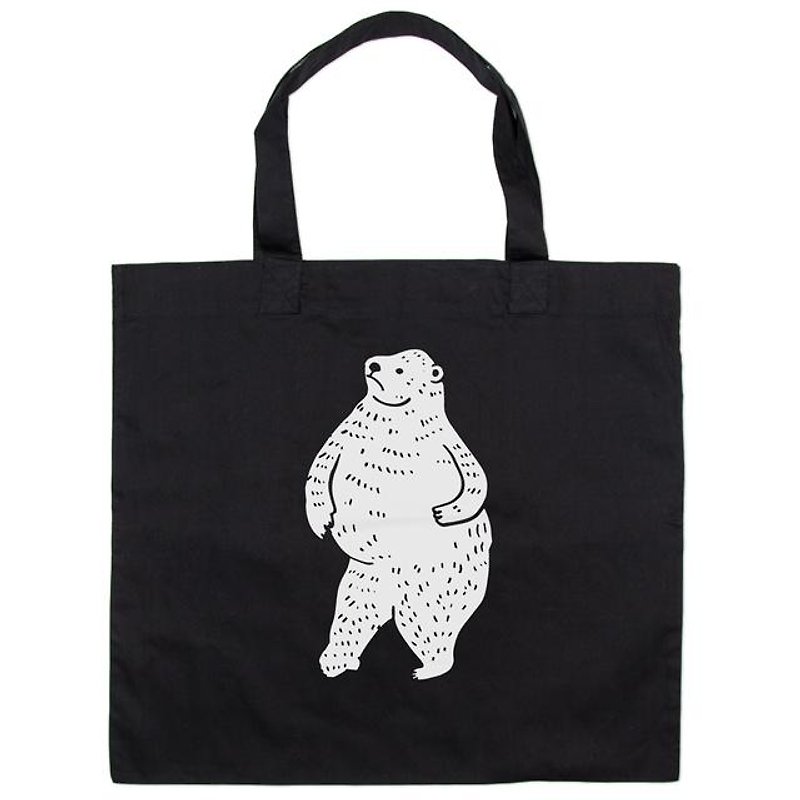 With animal inner pocket. Dancing polar bear tote bag Tcollector - กระเป๋าถือ - วัสดุอื่นๆ สีดำ