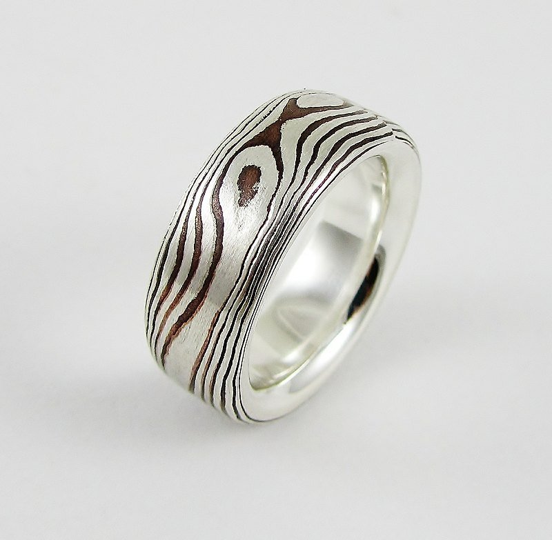 Element 47 Jewelry studio~ mokume gane ring 18  (silver/copper) - แหวนคู่ - โลหะ หลากหลายสี