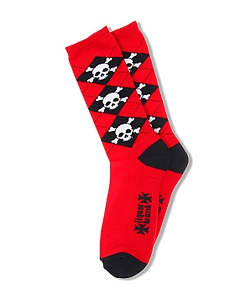 格菱 骷髏襪 - 紅 - 襪子 - 棉．麻 紅色