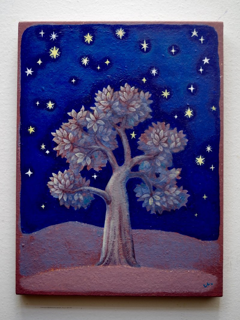 Tree and stars   original picture - กรอบรูป - ไม้ สีน้ำเงิน