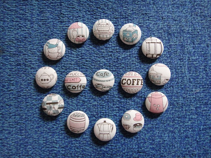 Coffee Time Button Badge C54DVY46 - Badges & Pins - Cotton & Hemp 