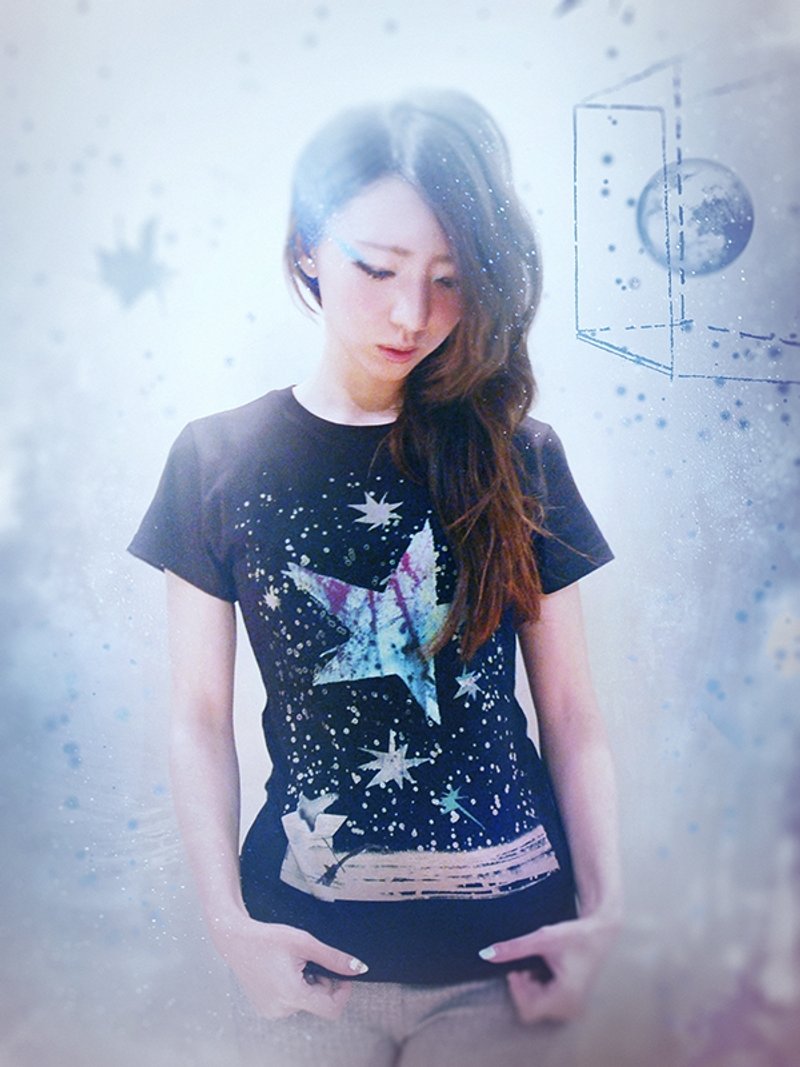 star sign / T-Shirt (黑) - 女 T 恤 - 其他材質 黑色