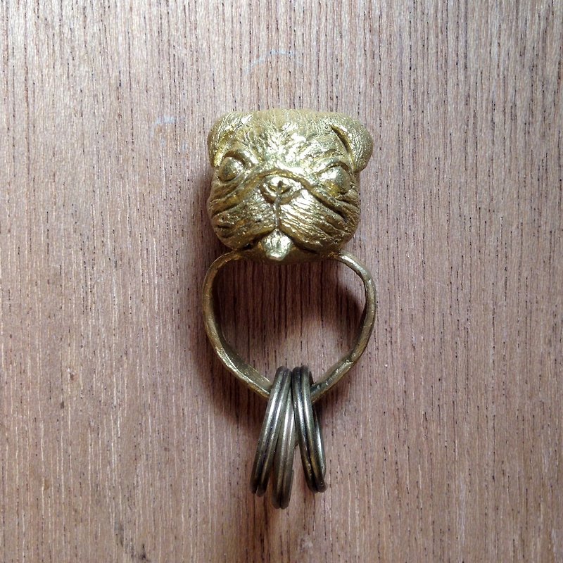 emmaAparty handmade pure copper key ring ``Pug help you get it'' - ที่ห้อยกุญแจ - ทองแดงทองเหลือง 
