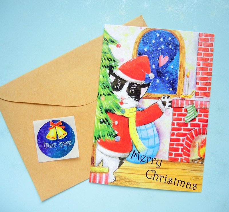 Christmas card-cat - การ์ด/โปสการ์ด - กระดาษ 