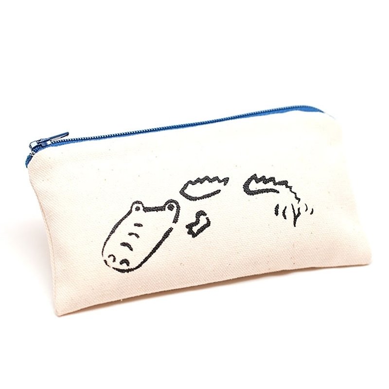 [Handprint] Crocodile is coming! Coin purse / cell phone pocket - Coin Purses - Other Materials White