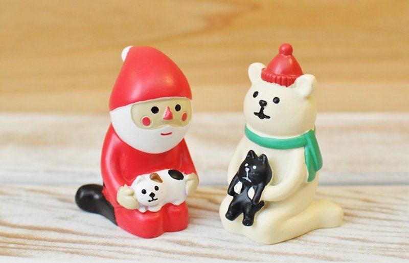 【Decole聖誕限量款】聖誕擺飾品-與小貓咪的悠閒時光(2款1組) - 擺飾/家飾品 - 其他材質 紅色