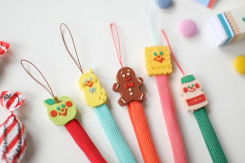 South Korea [Afrocat] yummy friends strap Apple yogurt biscuits delicious snack story mobile phone decoration/strap/sling - อื่นๆ - ยาง สีเหลือง