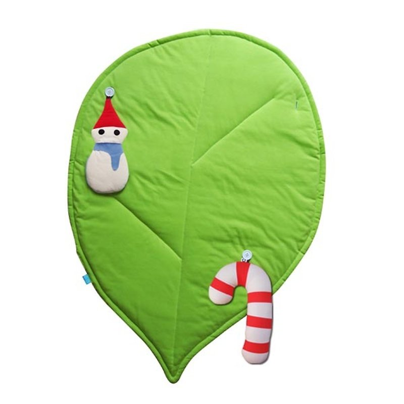 I love nature leaves Christmas candy cane organic cotton blanket + pillow + snowman _ exchanging gifts - หมอน - ผ้าฝ้าย/ผ้าลินิน สีเขียว