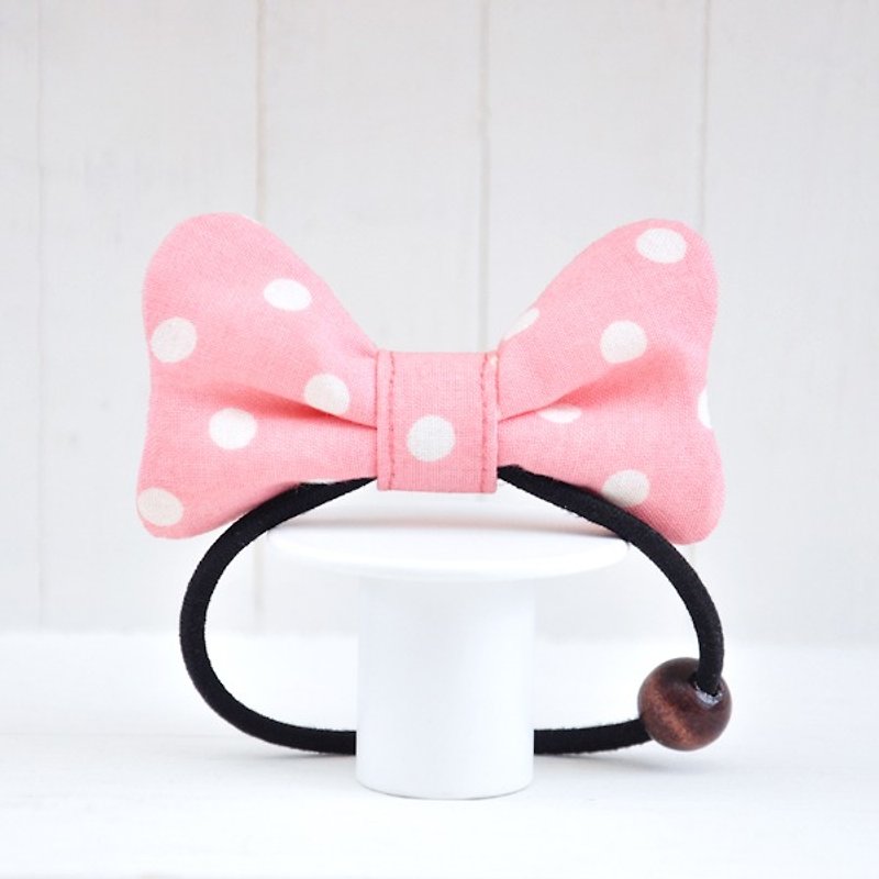 Cute Minnie Series - Pink Dots Soft Q Cloth Butterfly Hair Ties - เครื่องประดับผม - ผ้าฝ้าย/ผ้าลินิน สึชมพู