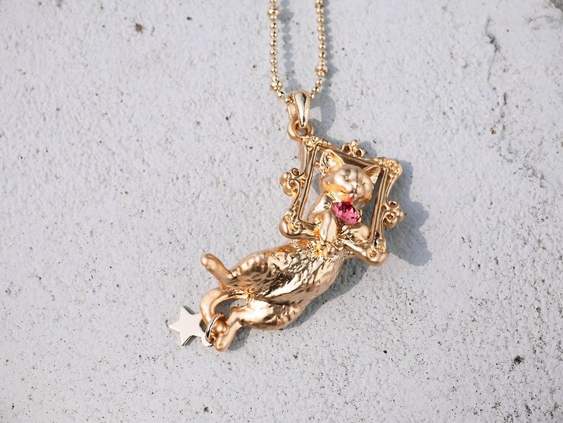 Sleeping Cat -Tuesday *Necklace - Necklaces - Other Metals Gold