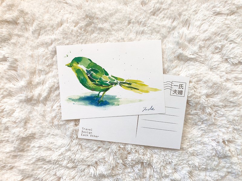 動物 明信片 小綠鳥 - 卡片/明信片 - 紙 綠色