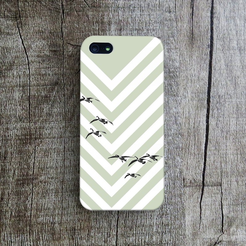 OneLittleForest - 原創手機保護殼- iPhone 4, iPhone 5, iPhone 5c- 大雁水色波浪紋 - 手機殼/手機套 - 塑膠 綠色