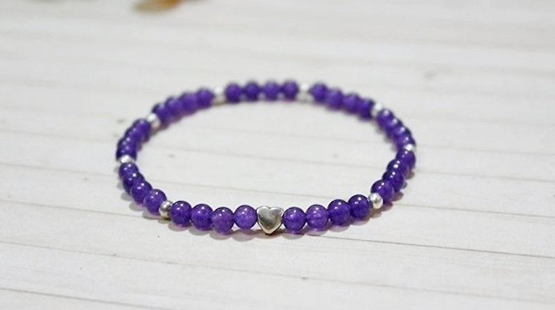 Natural stone X sterling silver elastic bracelet - purple love you #紫水晶# - Bracelets - Gemstone Purple