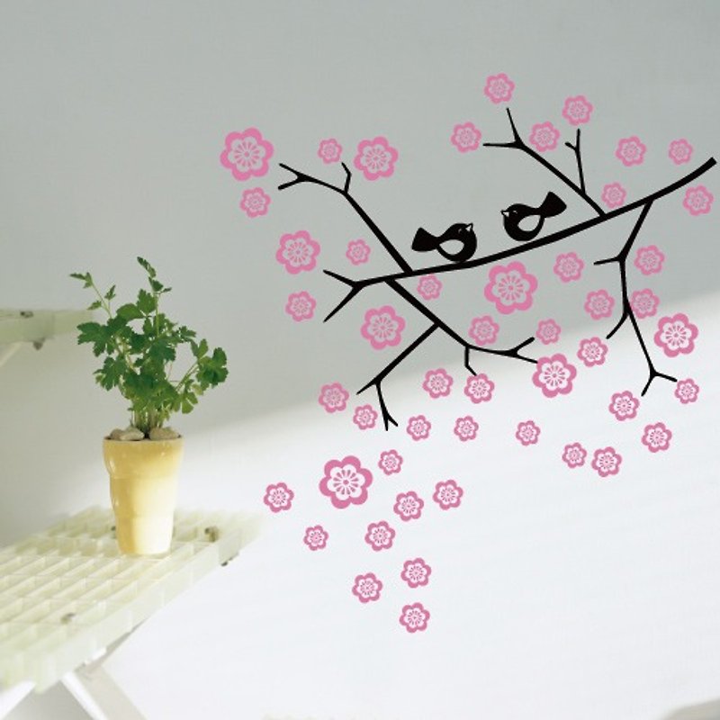 《Smart Design》創意無痕壁貼◆櫻花鳥兒 - 牆貼/牆身裝飾 - 塑膠 粉紅色