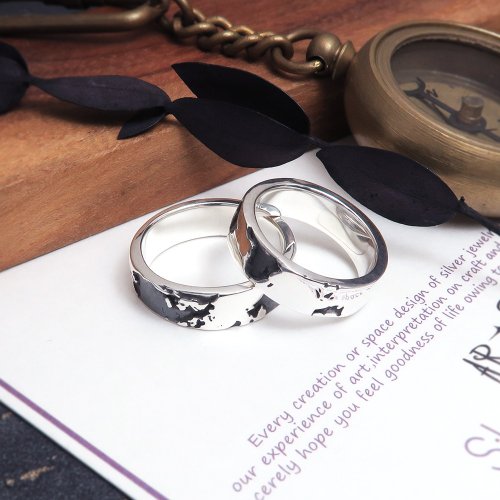 Customized pair of rings Our World Our World World Map sterling silver ring