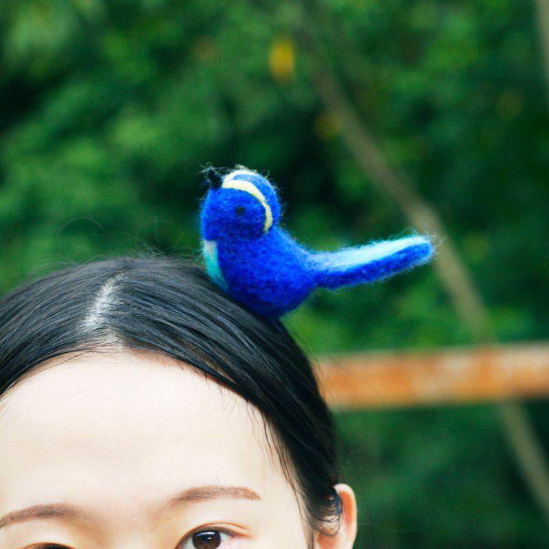 morningbird bird series bird blue flame exclusive design models early bird gets the worm - - เครื่องประดับผม - ขนแกะ สีน้ำเงิน